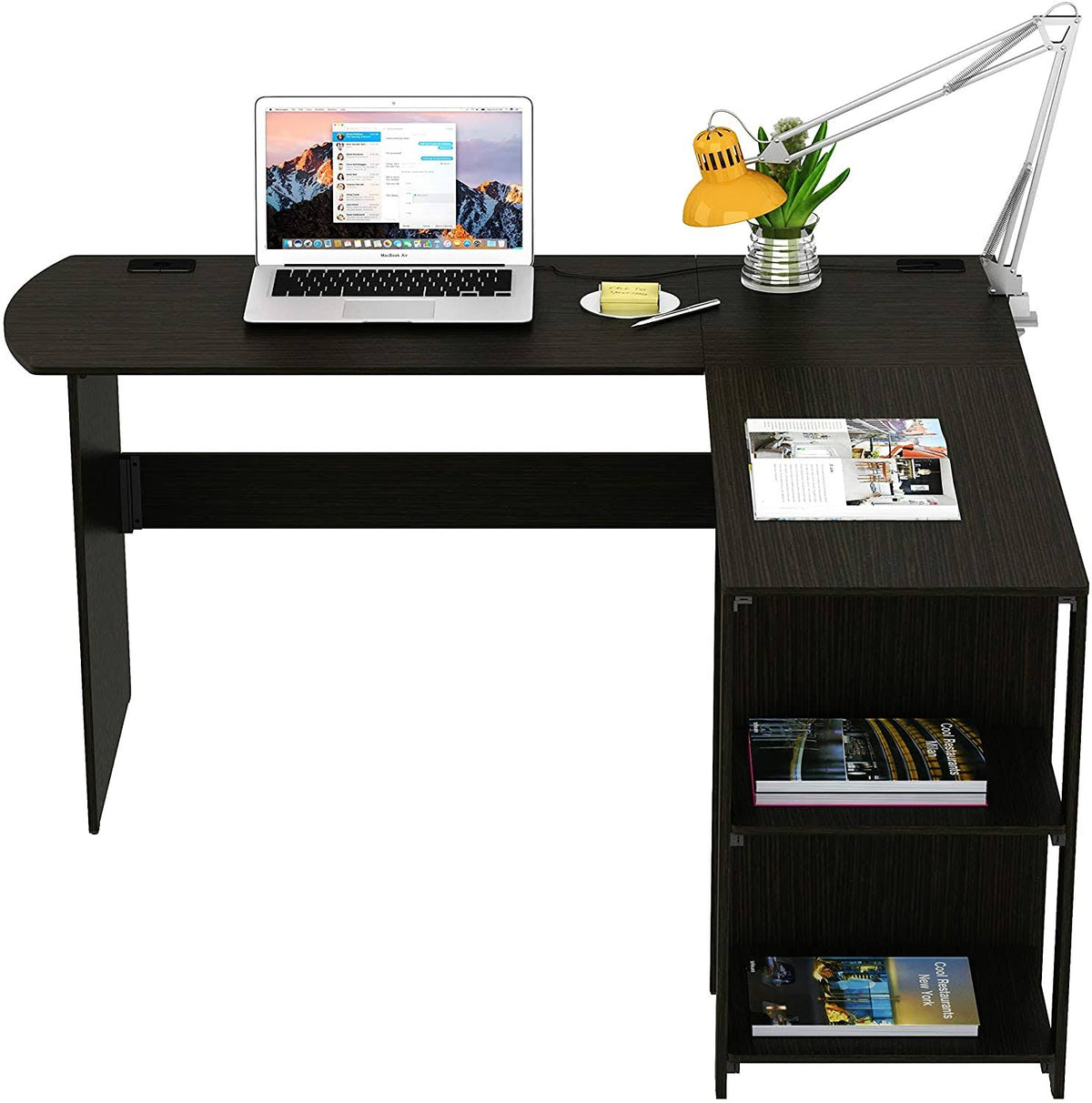 Walnut L-Shaped Wood Corner Desk B328425