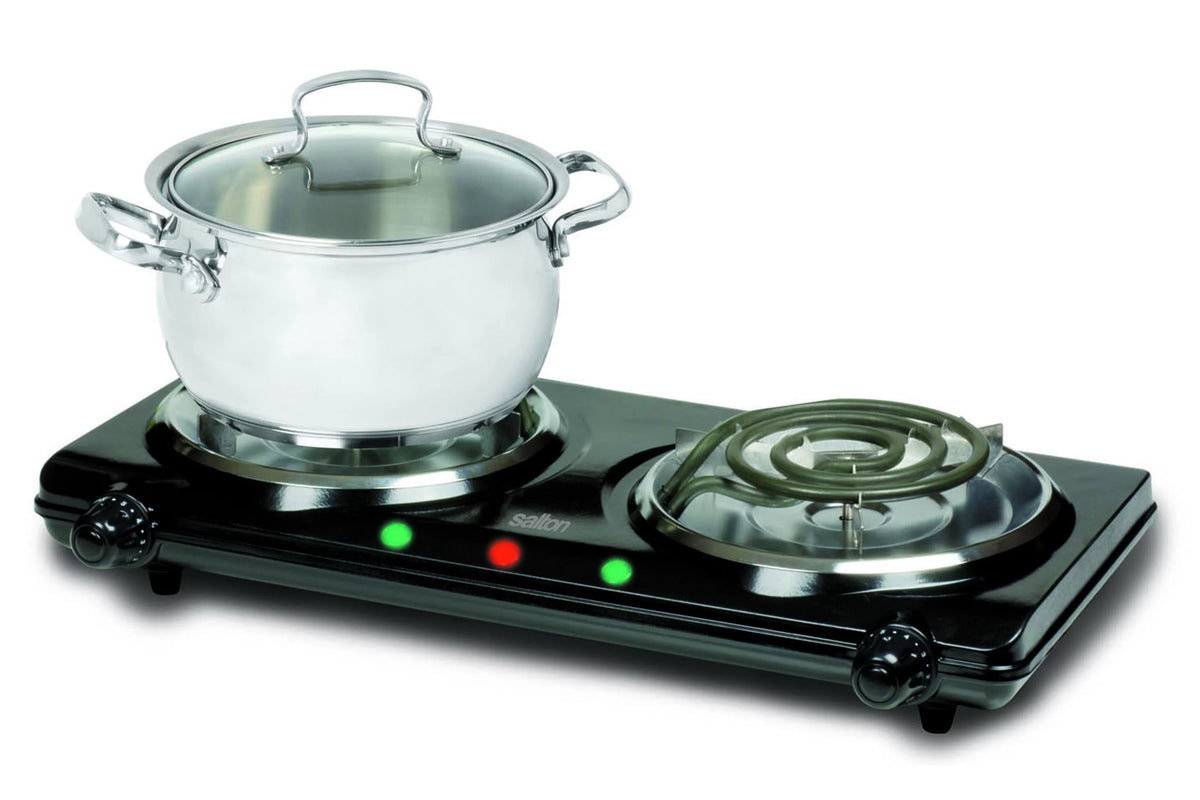 Black Portable Double Burner Cooktop C774773