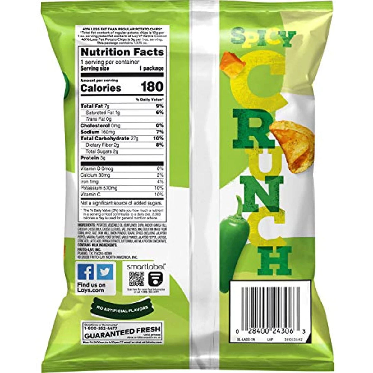 1.375 Ounce Pack Of 64 Jalapeño Cheddar Flavored Potato Chips E846