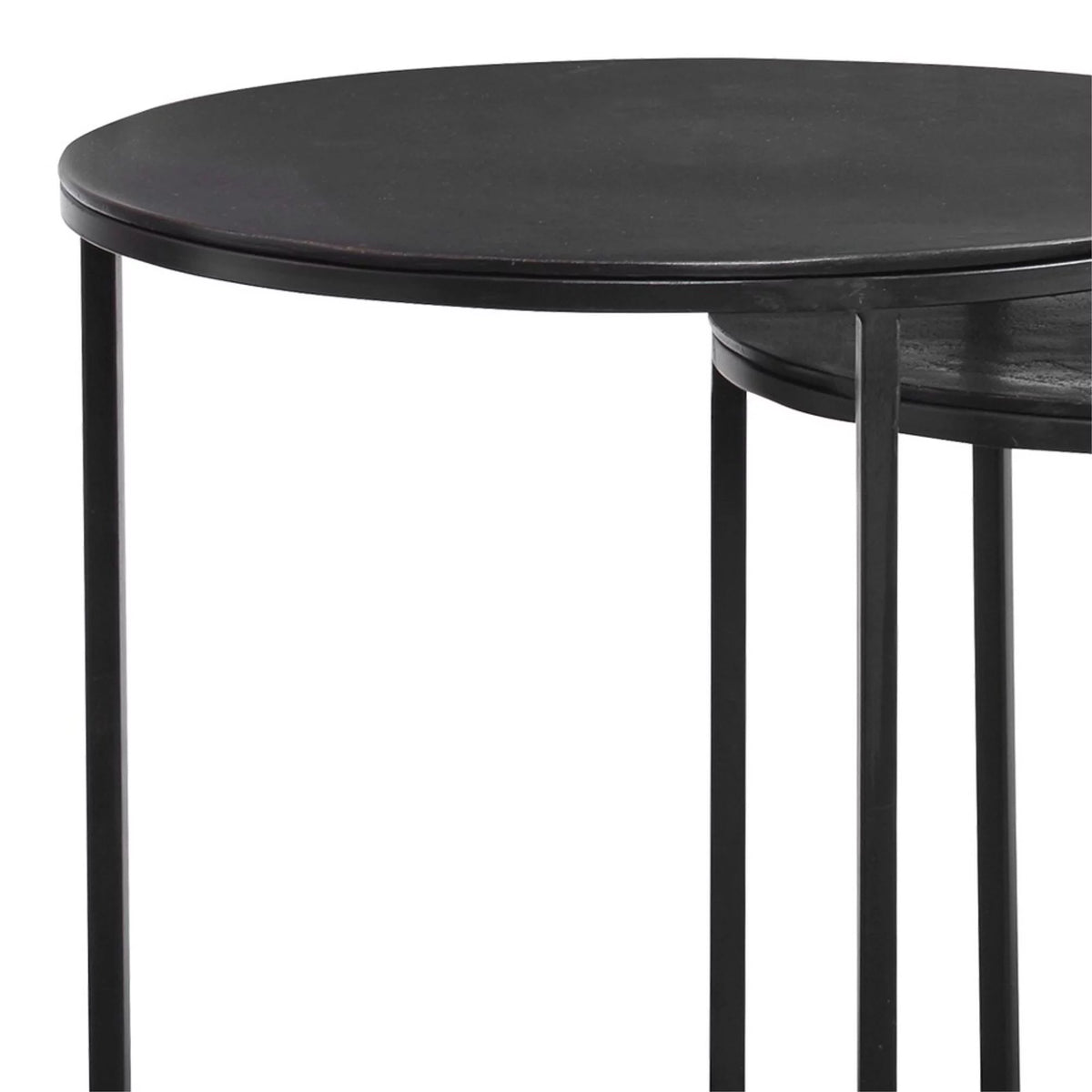 Metal Frame Round Top Nesting Tables, Set of 3, Espresso U6629