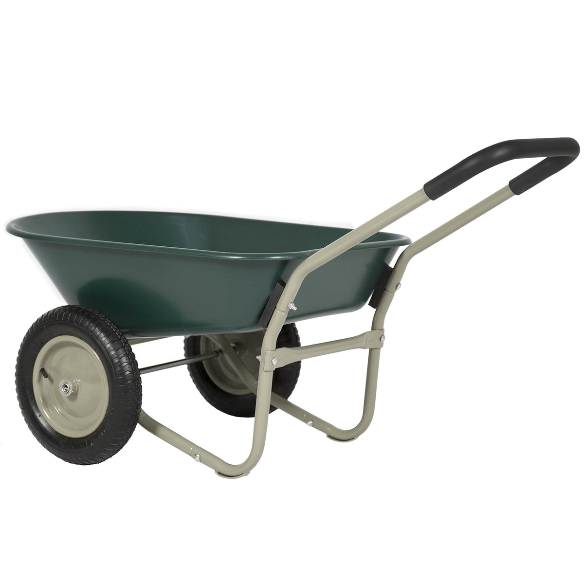 Green Dual Wheel Home Wheelbarrow Yard Garden Cart I115994