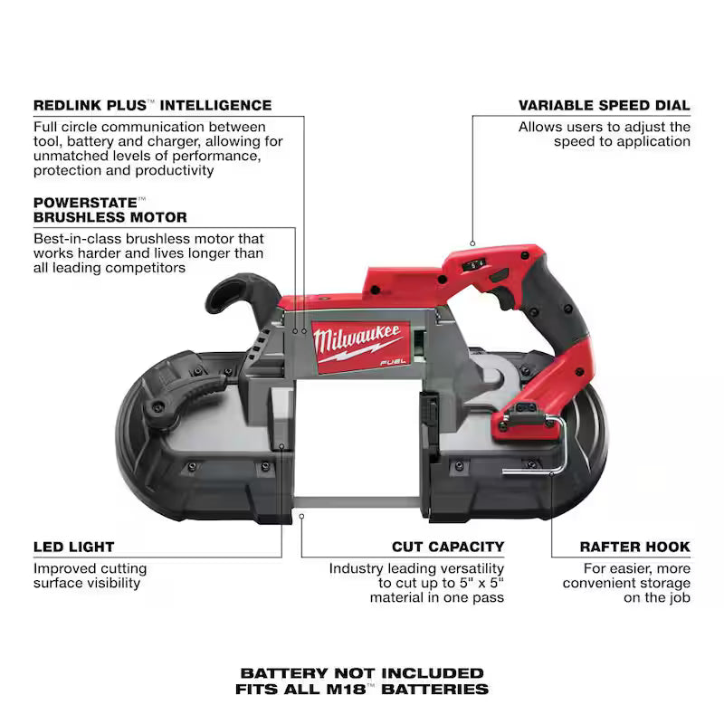 18V Lithium-Ion Brushless Cordless Deep Cut Band Saw and Grinder 2-Tool X729010