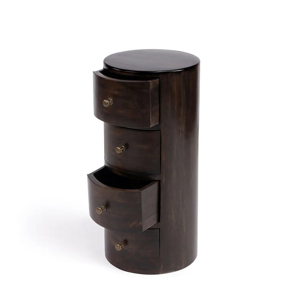 Dark Brown Mango Wood End Table with Storage Set of 2 Y673