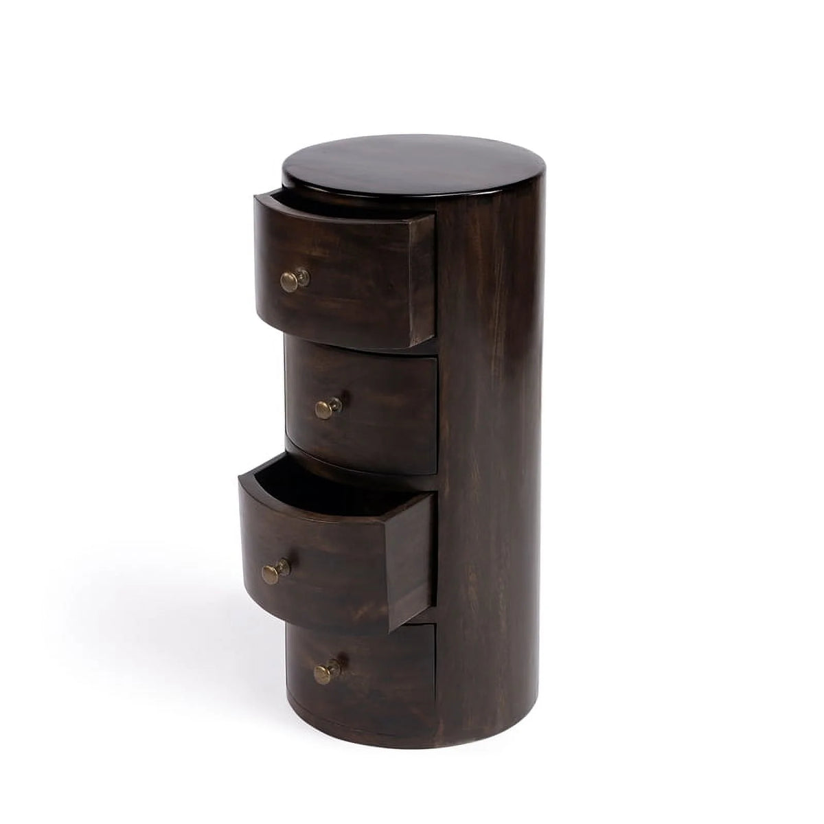 Dark Brown Mango Wood End Table with Storage Set of 2 Y673
