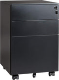 3 Drawer Locking Metal File Cabinet, Black V483