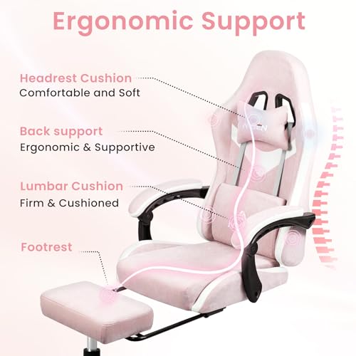 Grey Ergonomic Reclining Gaming Chair with Footrest V8916
