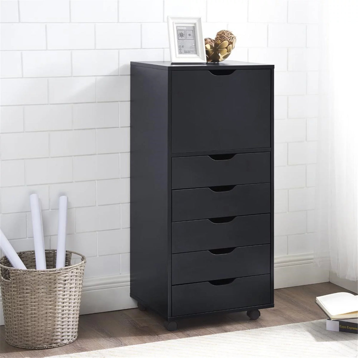 White Wooden Mobile File Cabinet T9720