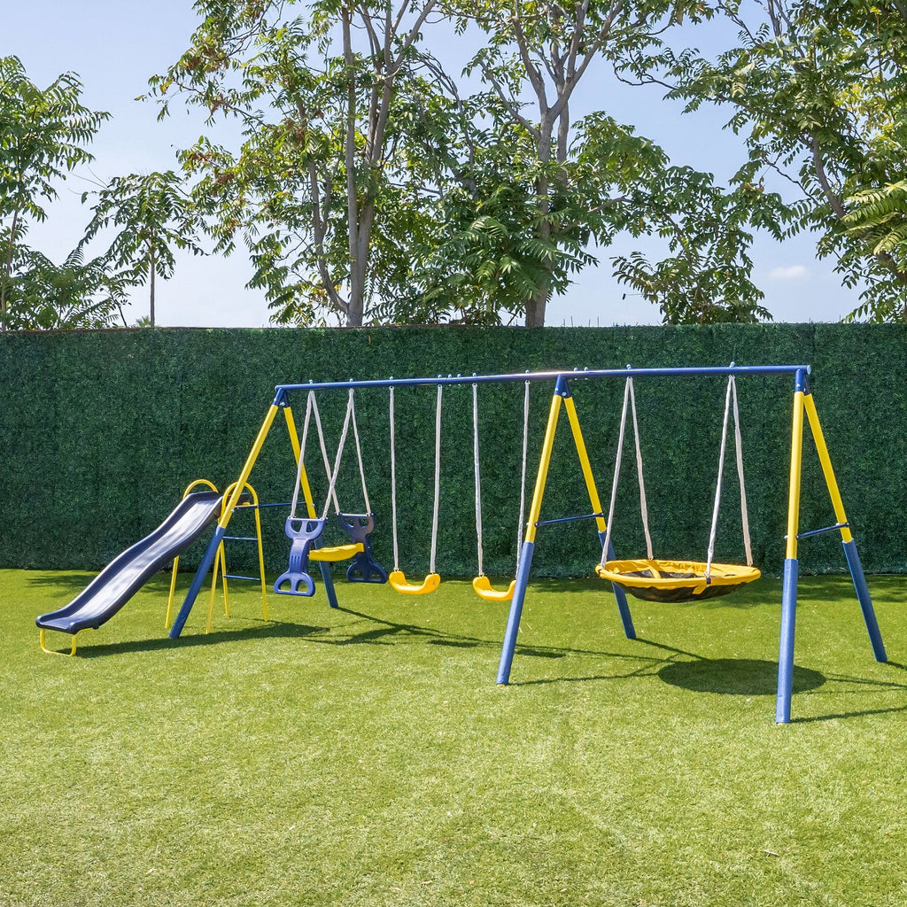 Metal Swing Set with Saucer Swing and Glider Swing V822