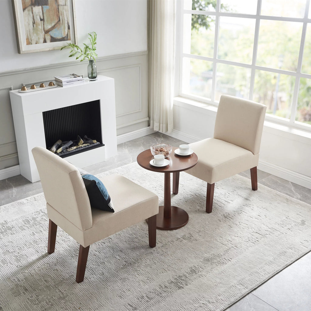 Fabric Accent Chair Set of 2 with Round Wood Table Y268075