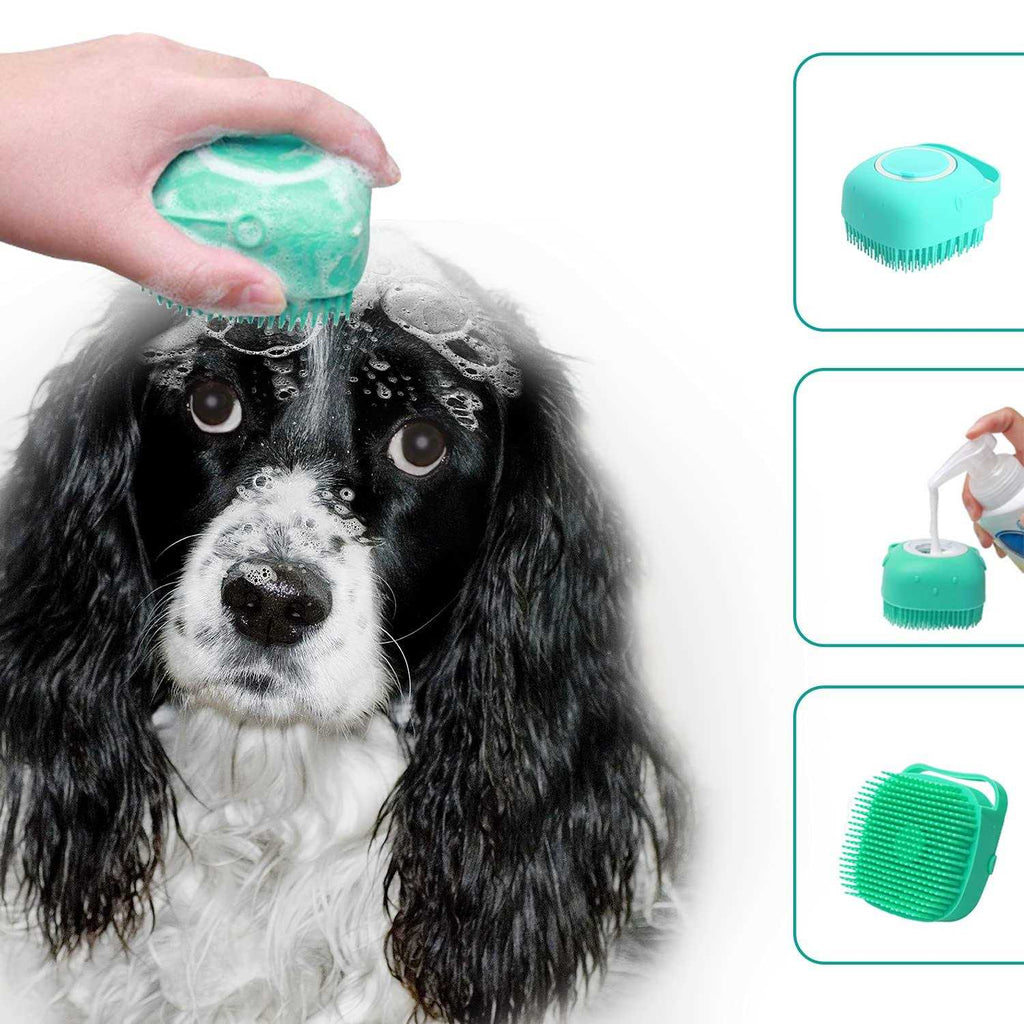 Pet Grooming Bath Massage Brush with Soap Dispenser K367204