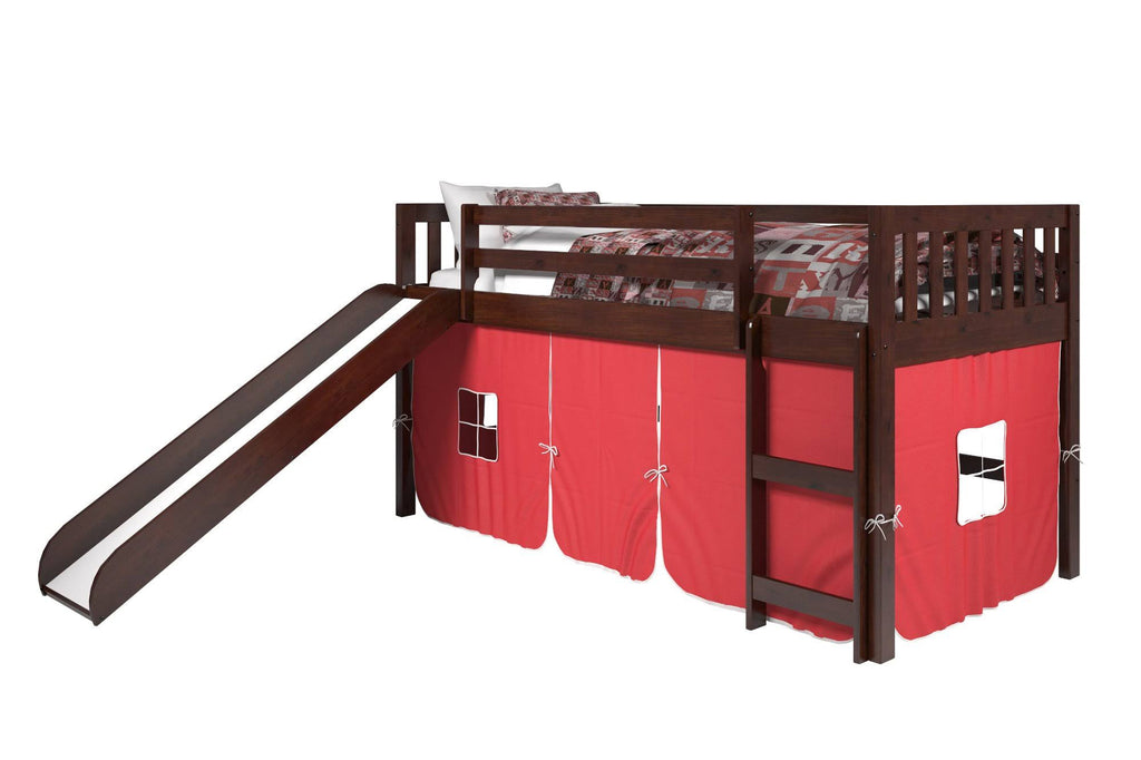 Twin Low Loft Bed with Slide Cappuccino C6587