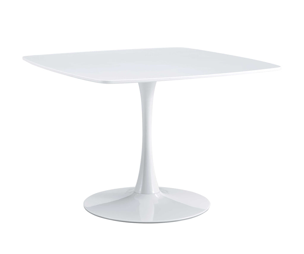 White Mid-century Round MDF Pedestal Dining Table R411
