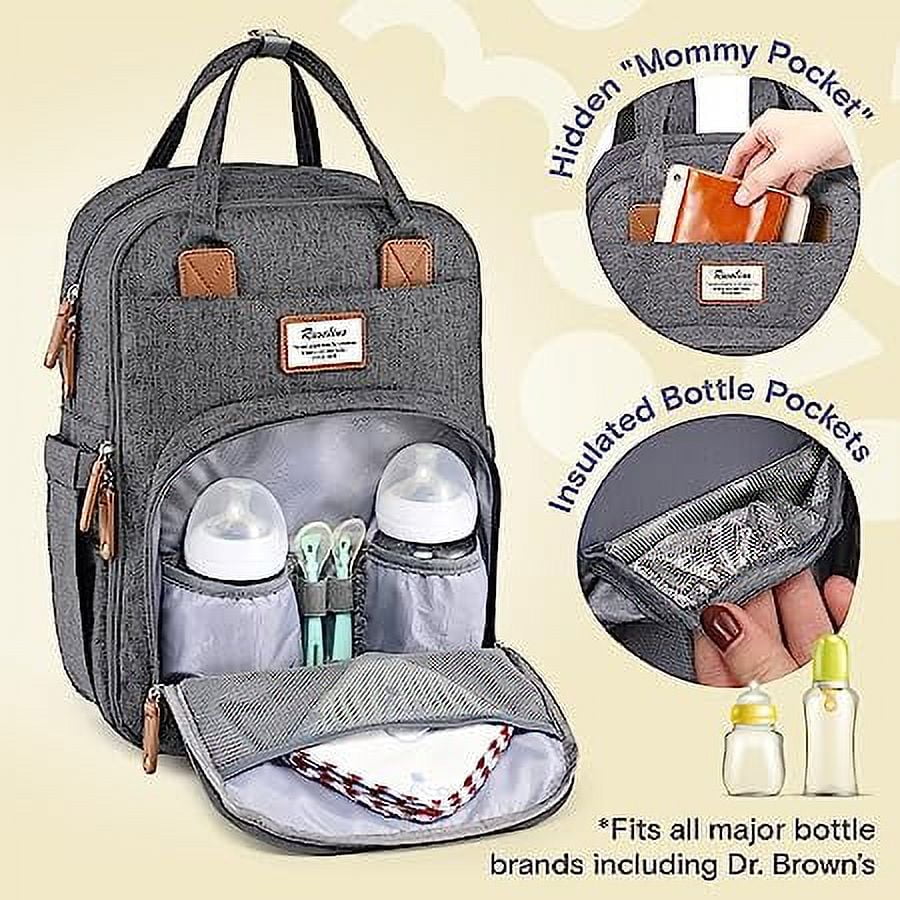 Multifunctional Dark Gray Diaper Bag Backpack K465