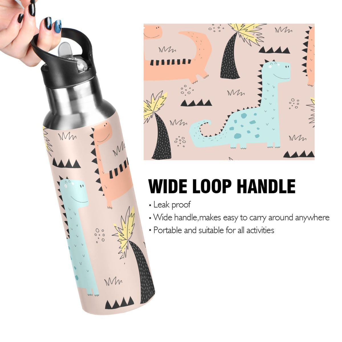 Blue Stainless Steel Vacuum Insulated Water Bottle with Straw Lid 20 OZ A14749