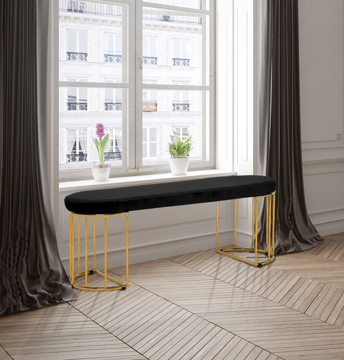 Black Velvet Bench D577