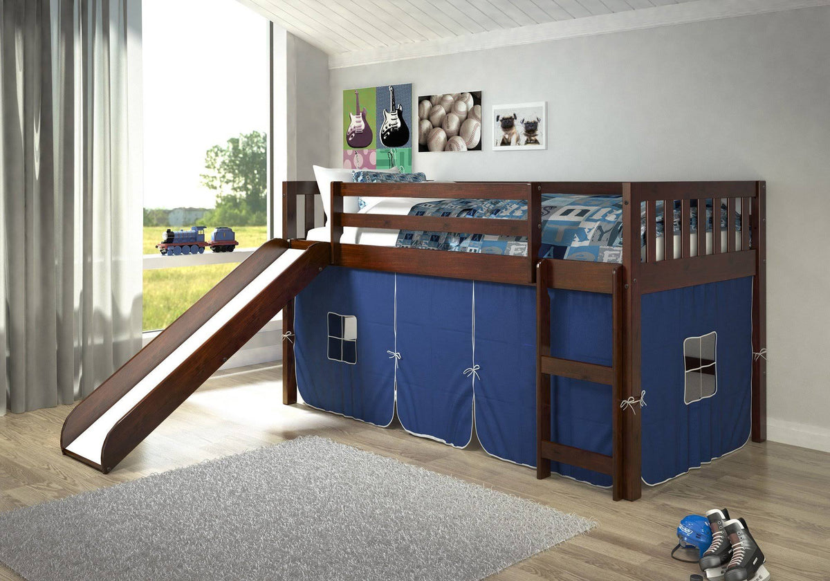 Twin Low Loft Bed with Slide Cappuccino C6587