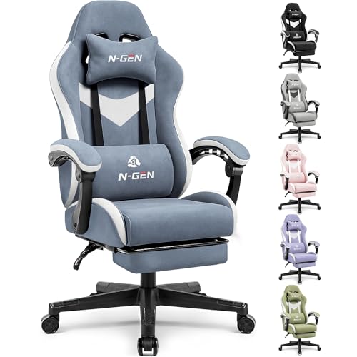Grey Ergonomic Reclining Gaming Chair with Footrest V8916