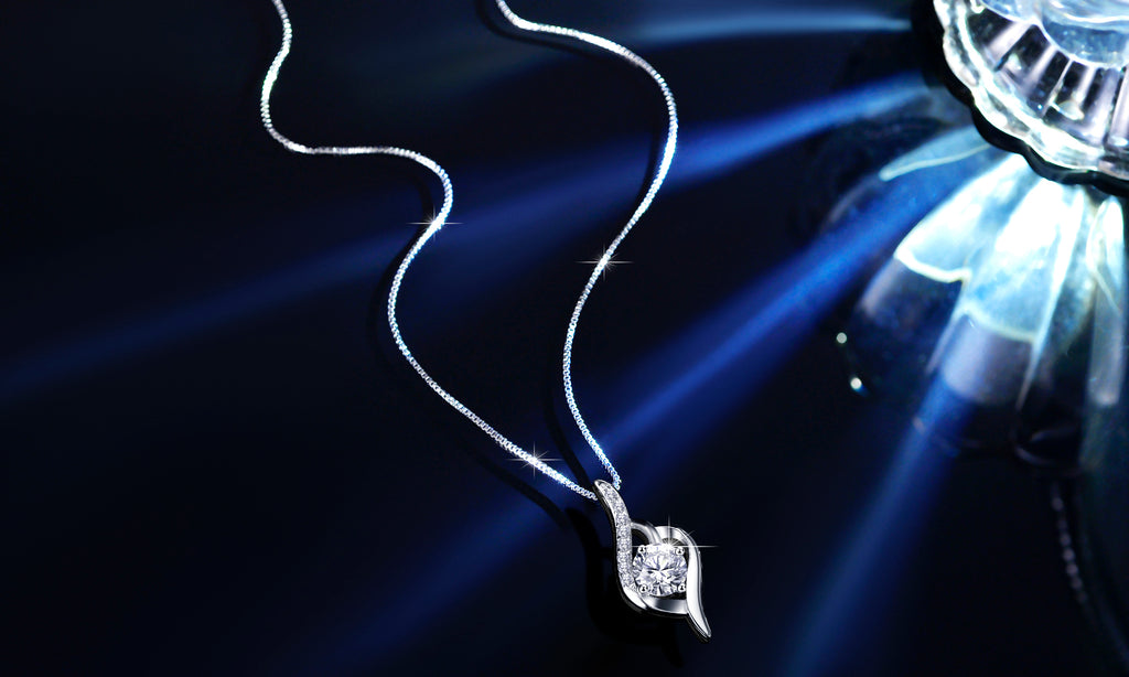 Moissanite Solitaire Necklace S925 Sterling Silver 1CT E7549