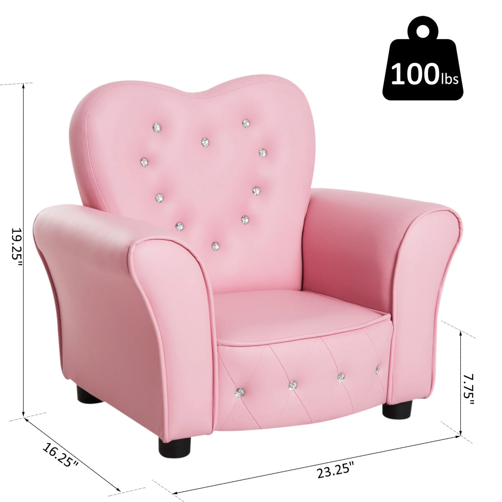 Pink Tufted Upholstered Kids Sofa Chair O213