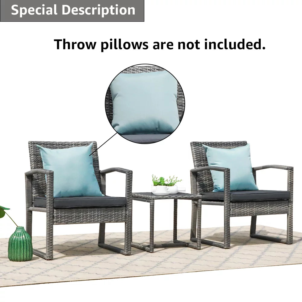 3 Piece Wicker Patio Bistro Set with Coffee Table C56494