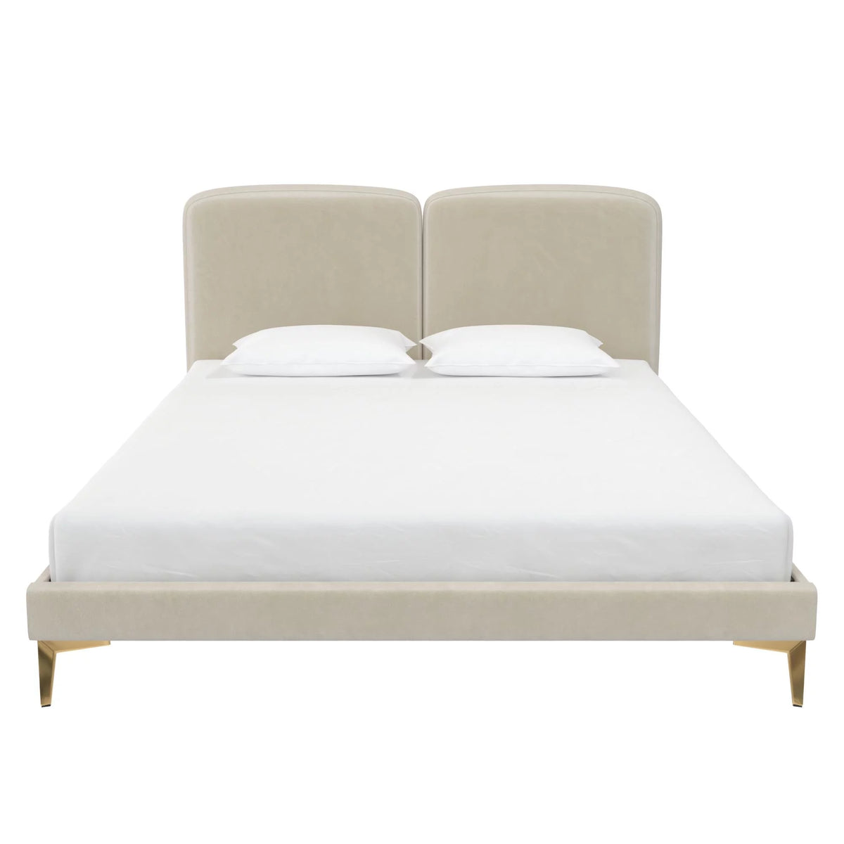 Ivory Velvet Queen Upholstered Bed Frame K685726