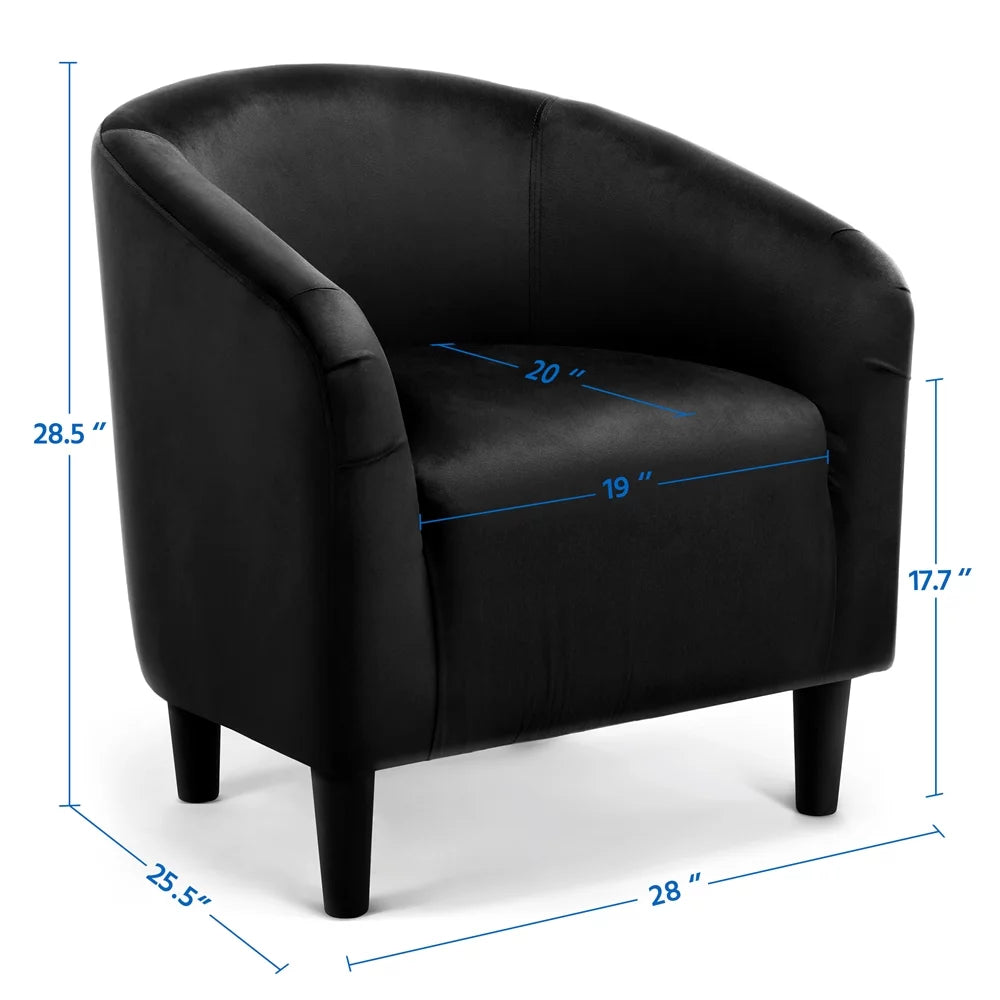 Black Velvet Barrel Accent Chair P61348