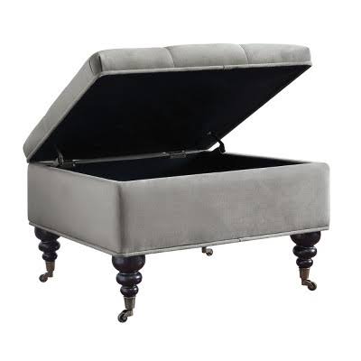 Pearl Gray Tufted Ottoman with Storage and Casters Z81150