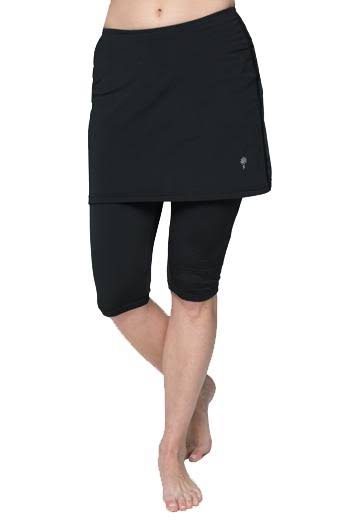 Black Chlorine Proof Athletic Skirted Capris 16 inch S10801