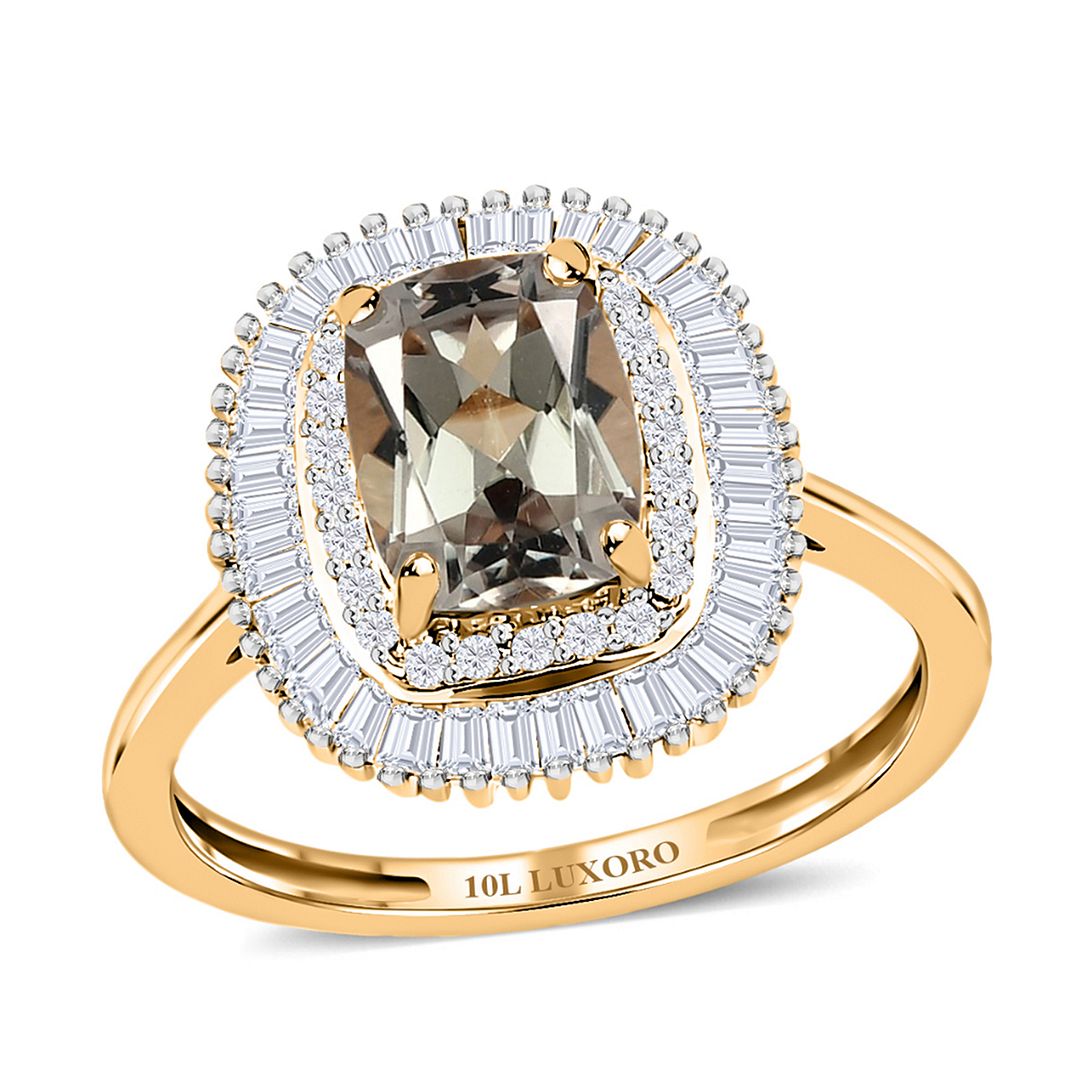 10K Yellow Gold Halo Ring with White Diamond and Turkizite E56032