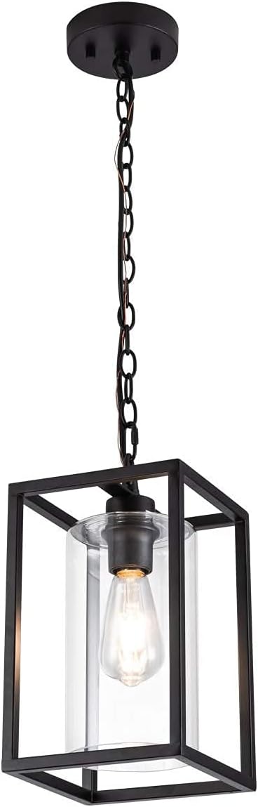 Clear Glass Shade Black Metal Pendant Lighting H508