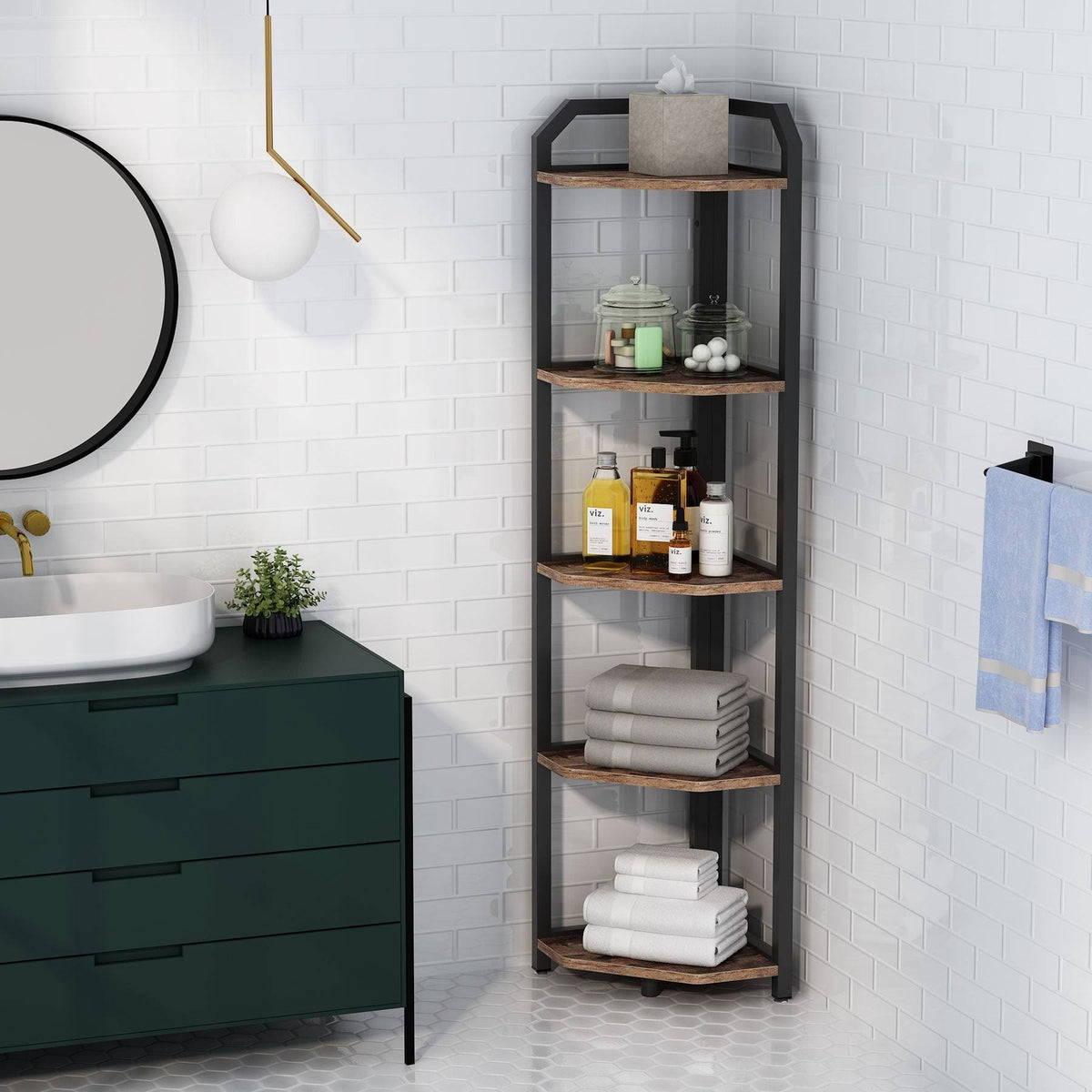 Brown 5 Tier Corner Bookshelf U962