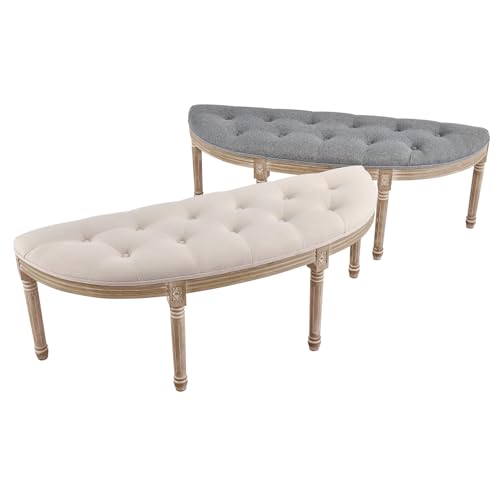 Beige Upholstered Tufted Window Bench F29007