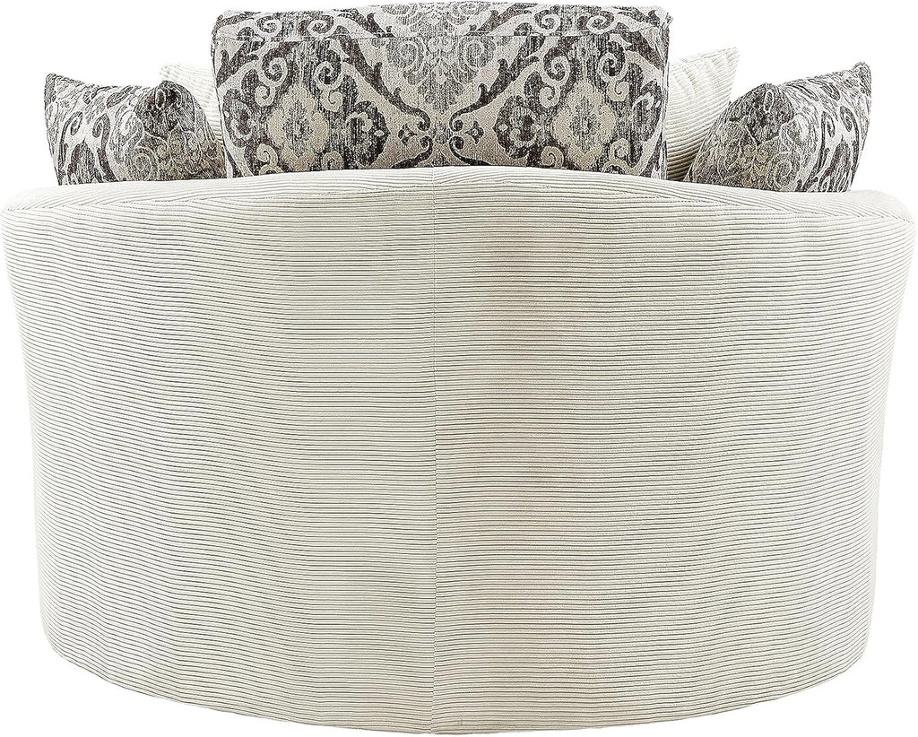 Oversized Corduroy Swivel Barrel Armchair with 5 Detachable Pillows M186766