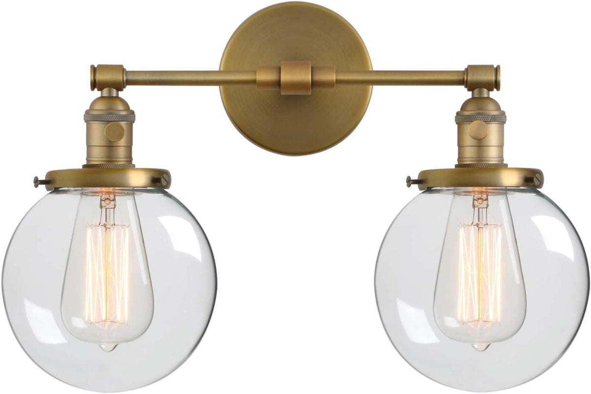 Clear Double Sconce Wall Light with Glass Round Canopy X59107