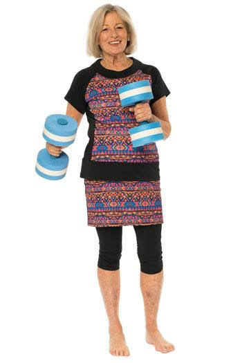 Black Chlorine Proof Athletic Skirted Capris 16 inch S10801