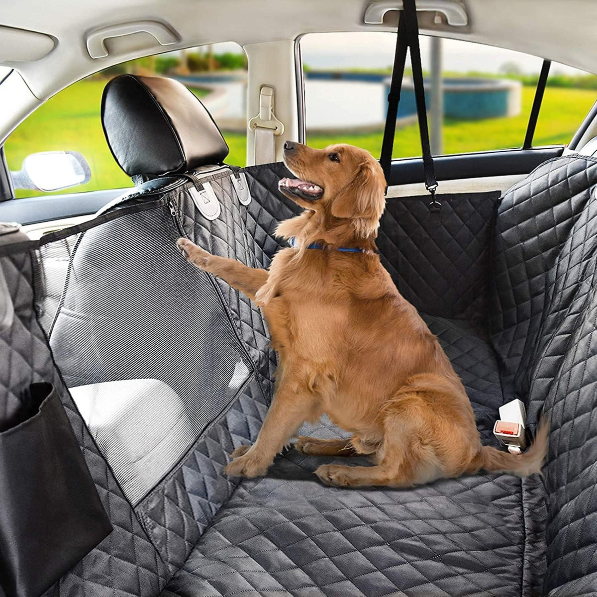 Waterproof Nonslip Dog Car Seat Cover with Storage Pocket G459