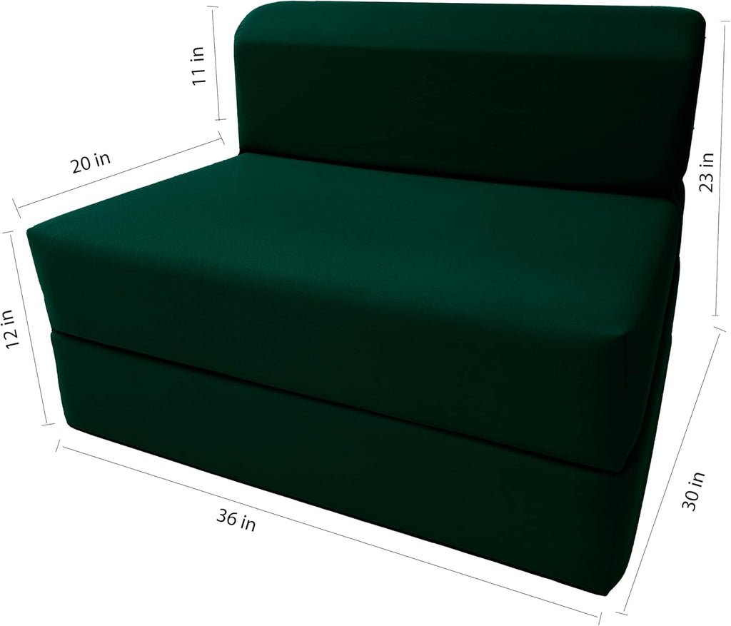 Hunter Green Folding Foam Sleeper Chair Sofa Bed, 70 x 36 x 6 in Z1757