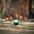 Halloween Witches Cauldron with Tripod Stand Black Pot LED Light J6287