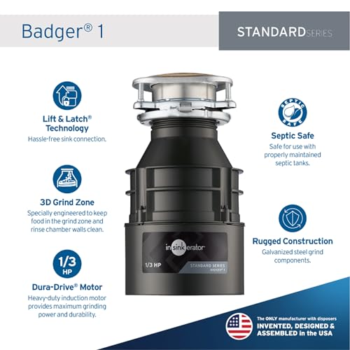 Black 1/3 HP Continuous Feed Garbage Disposal U41742