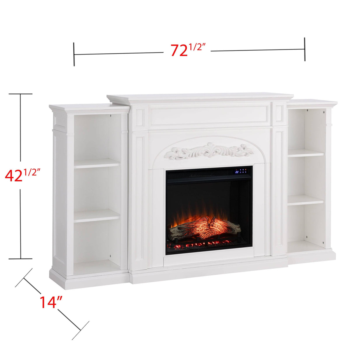 White Electric Fireplace Bookcase W3365