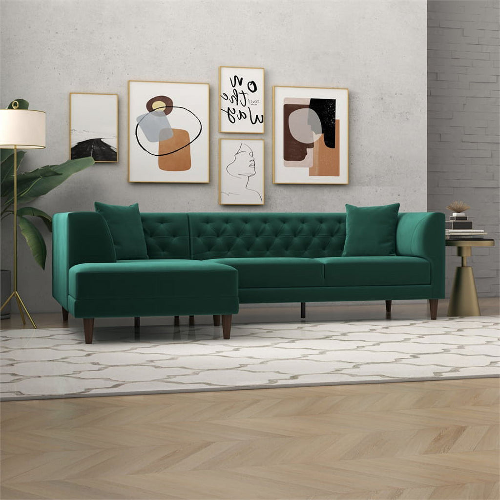 Green Velvet Corner Sectional Sofa G800728