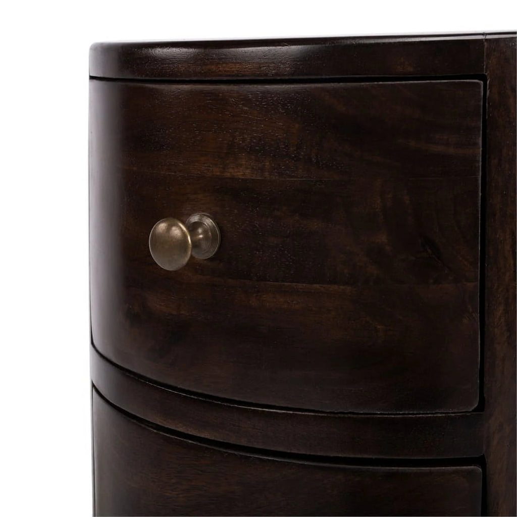 Dark Brown Mango Wood End Table with Storage Set of 2 Y673