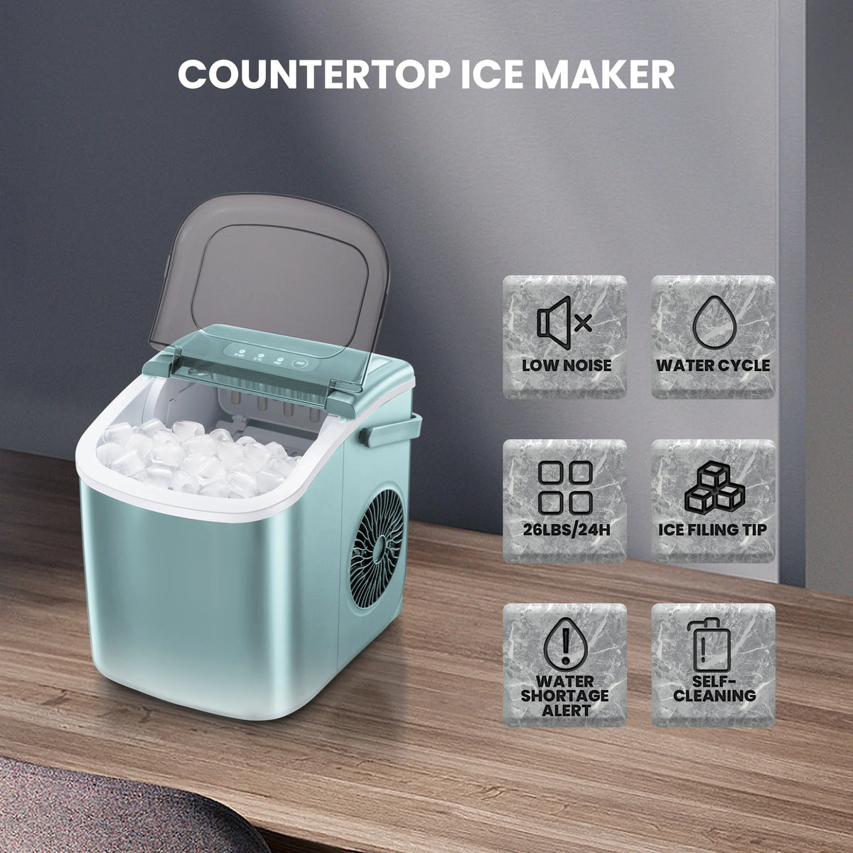 Portable Countertop Ice Maker 26lbs/24H Green M734990