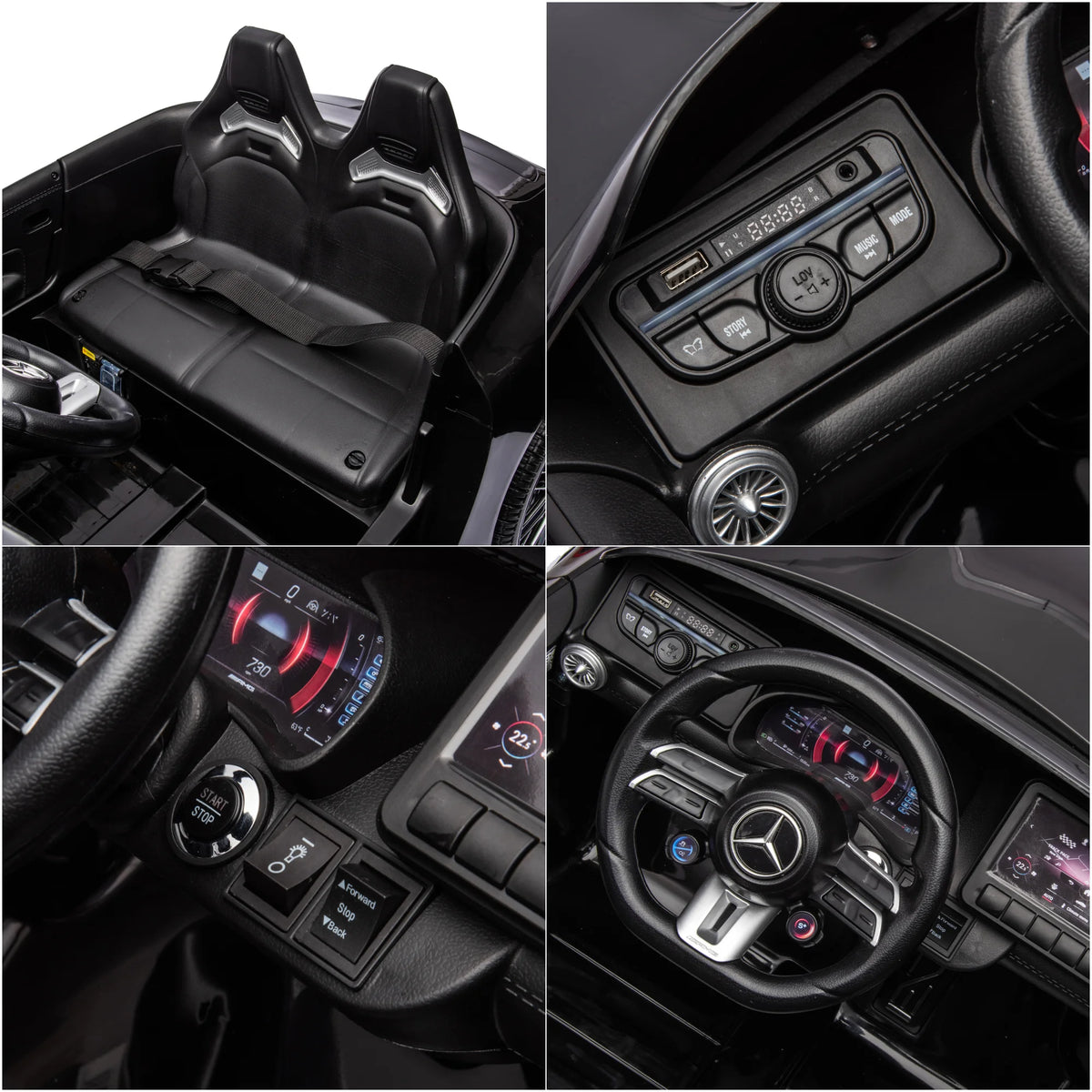 24V Electric Car for Kids with Parent Remote Control, Black S5482