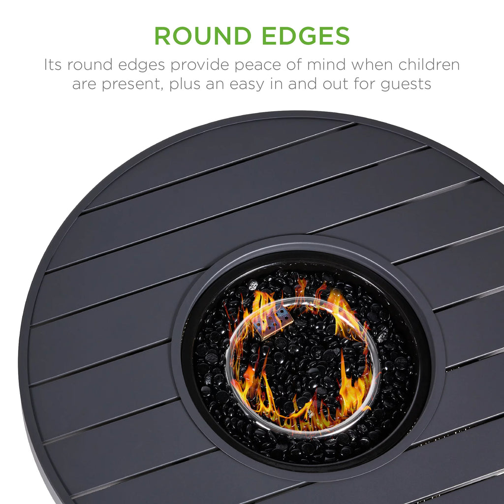 32in Round Gas Fire Pit Table Brown N911