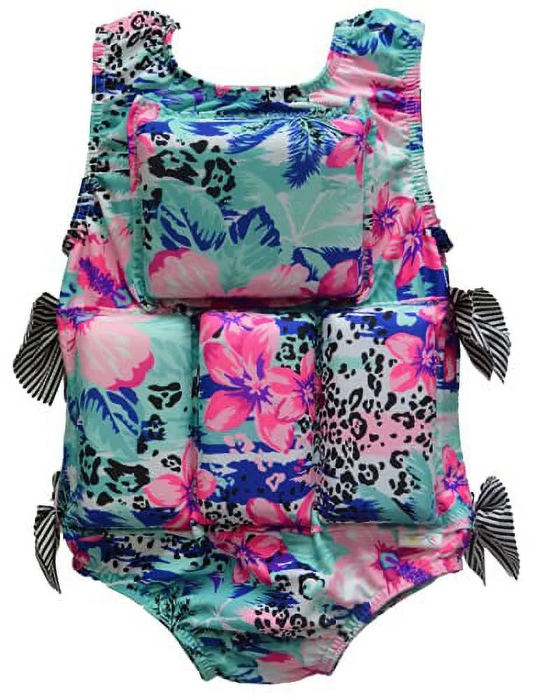 Pastel Paint Splatter Girl's Swimwear Flotation Life Vest Swimsuit N6851
