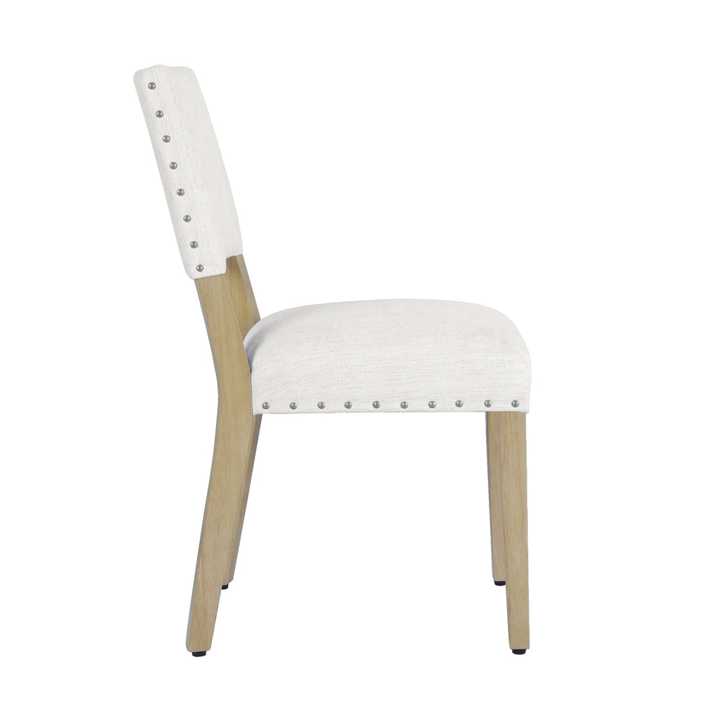 Open Back Dining Chair with Nailhead Trim, Set of 2, Cream X978106