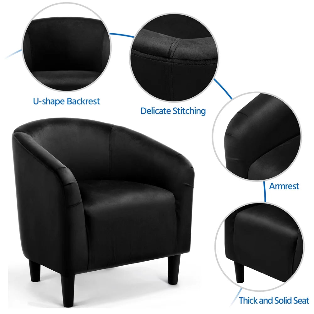 Black Velvet Barrel Accent Chair P61348
