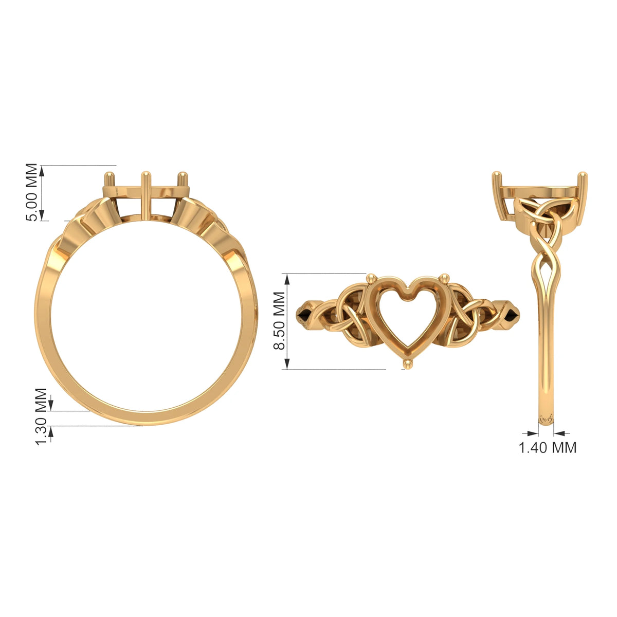 2 CT Heart Shaped Moissanite Solitaire Gold Engagement Ring, 925 Sterling Silver O38297