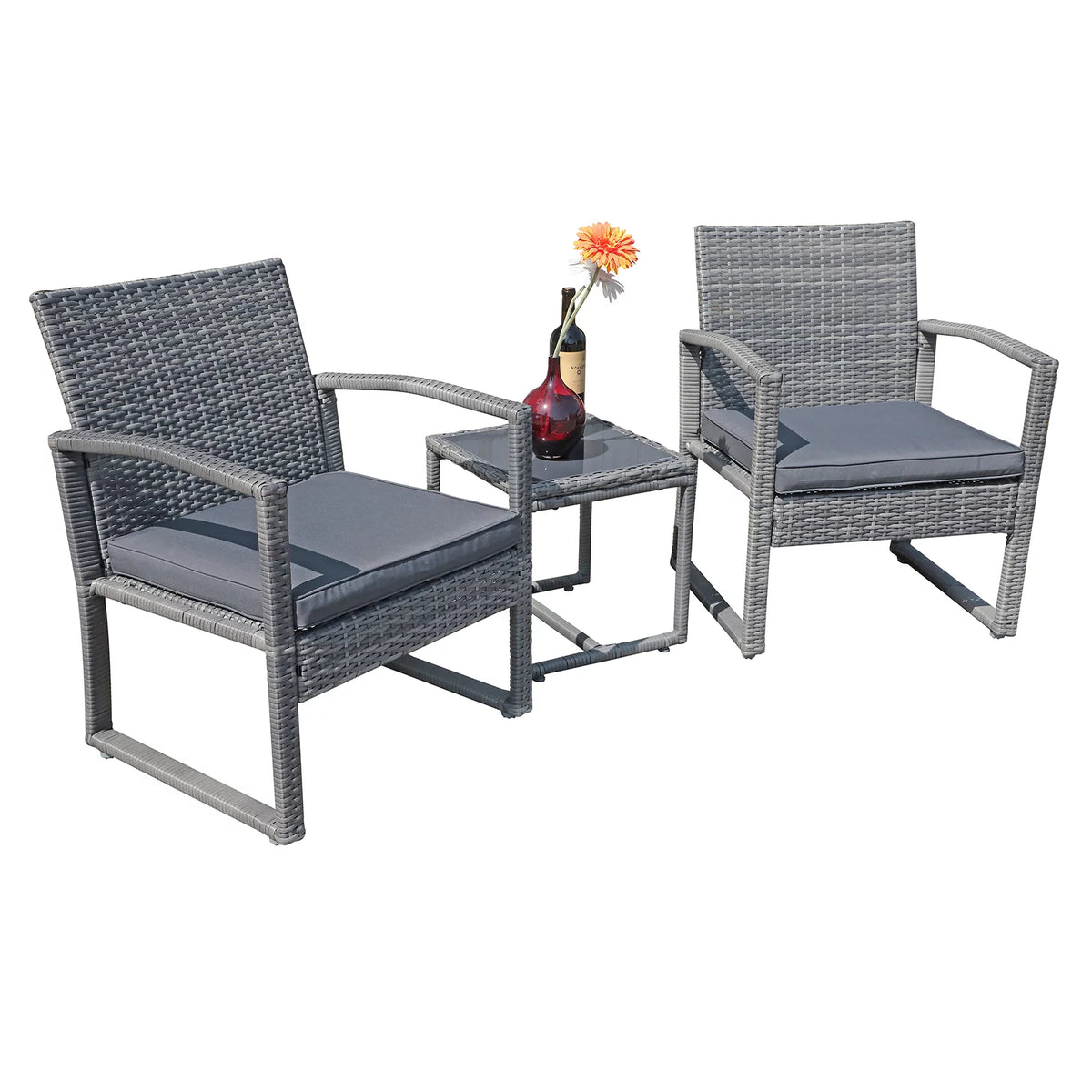 3 Piece Wicker Patio Bistro Set with Coffee Table C56494
